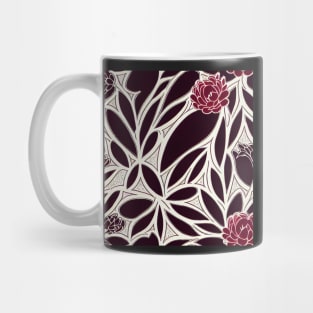 Vintage Floral Cottagecore  Romantic Flower Peony Design Black and White with Pink Mug